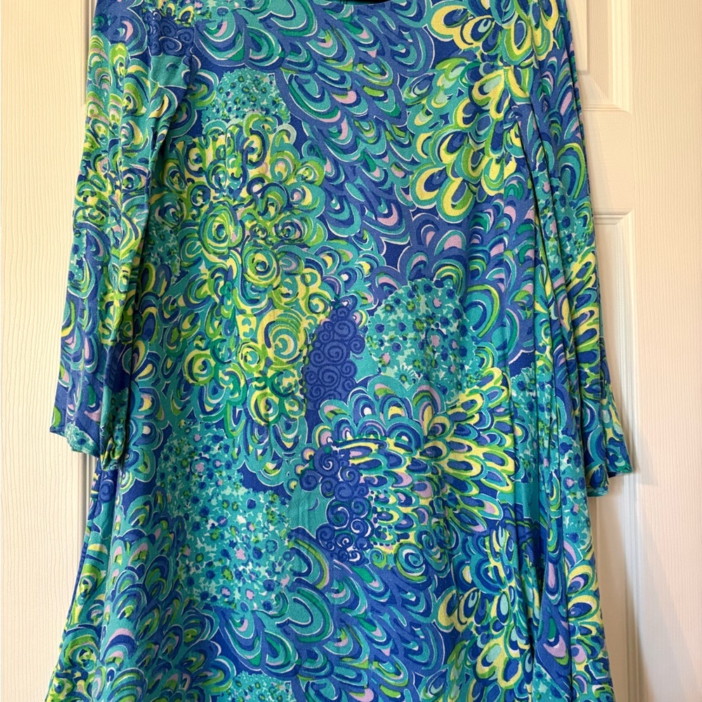 Vibrant Blue-Green Swirl Dress